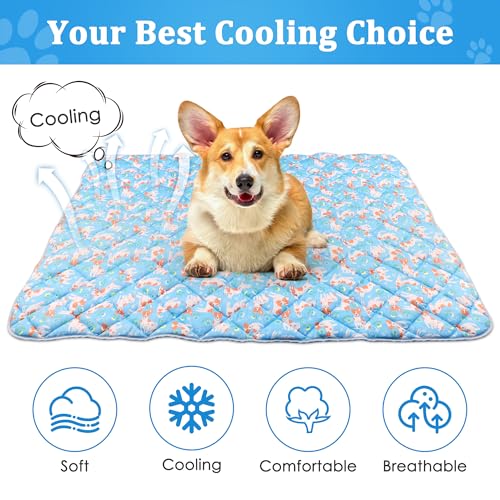 Dog Cooling Mat, Cooling Blanket for Large Dogs Bed Cover, Ice Silk Cool Pad for Dogs Furniture Protector, Premium Soft Washable Pet Blanket (40"×60"/Blue) - color: Blue, size: Large