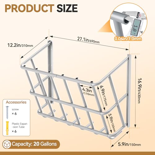 Hay Feeder for Goats,20 Gallons Livestock Feeder | Heavy-Duty Steel Goat Hay Rack,Wall Blanket Holder,Multiple Sided Hay Feeder Holder for Horse,Sheep,Goats,Indoor Outdoor Uses - size: 27INCH