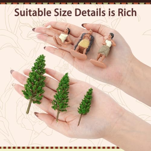Draupnir 52 Pcs Native American Figurines Set Indian Figures for DIY Crafts - style: Native American