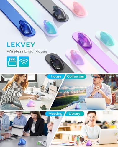 Lekvey Ergonomic Mouse, Rechargeable Vertical Wireless Mouse, White | Long Battery Life, USB-C Charging, 2.4G Wireless, Quiet Click, Reduces Wrist Strain, 3DPI 1000/1200/1600, for Laptop, Mac, PC - color: White