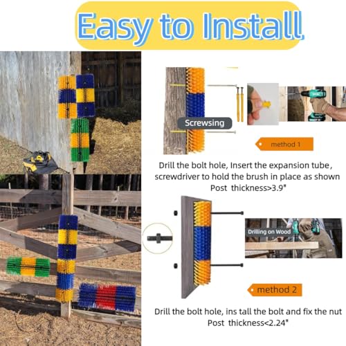 2PCS Livestock Scratching Brush Goat Scratching Post Horse Brush | Itch Relief, Grooming and Massage, Scratcher for Sheep Cow Donkey Cattle - color: Blue 2
