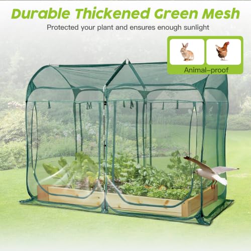 Poray 8.2x4FT Pop up Tunnel Crop Cage, 6FT High Plant Netting Cover for Garden, Pest Guard Barrier for Vegetables & Fruits, Durable Animal & Insect Protection Net - size: Large 8.2x4.1x6FT