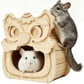 Chinchilla Hideout House Solid Wooden Chinchilla Cage Accessories | Chinchilla House No Paint Wooden Guinea Pig Hideout Small Animal Hide Hut for Chinchilla, Squirrel,Sugar Gliders (Lion ) - style: Lion Shape