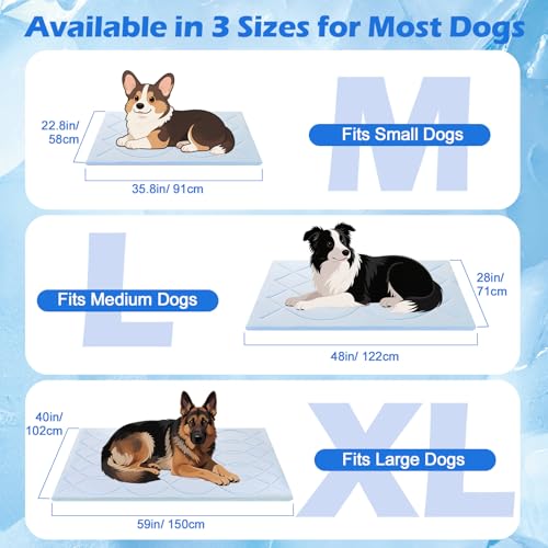 Q-Max>0.4 Dog Cooling Mat (Cool&Warm), 48''×28'', L, Blue+Grey | Double-Sided Self-Cooling Mat for Dog, Pet Cool Pads for Summer, Crate, Kennel, Machine Washable, Cat Cool Bed, Non-Gel - color: Rectangle-Blue+Grey, size: L