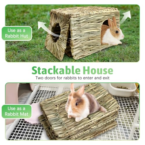 Tfwadmx Rabbit Grass House - Natural Hand Woven Seagrass Play Hay Bed, Hideaway Hut Toy for Bunny Hamster Guinea Pig Chinchilla Ferret - size: 1pcs (12 x 8 x 8in)