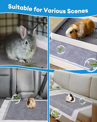 BUCATSTATE Disposable Guinea Pig Cage Liners 30 Count, Super Absorbent Guinea Pig Bedding, Bamboo Charcoal Odor Control Pee Pads for Rabbits, Ferrets and Birds (18''x24'') - size: 30 Count
