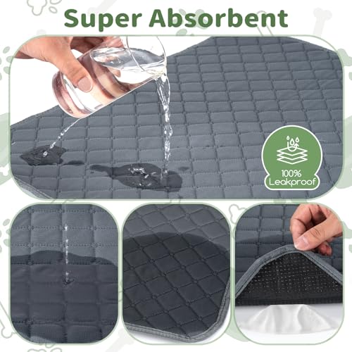 Washable Guinea Pig Cage Liners, 2 Pack 24"x47" Reusable Guinea Pig Pee Pads,Waterproof Super Absorbent Anti-Slip Pee Pads,Pet Bedding Liner for Dog,Small Animals,Bunny -Grey - size: 24x48