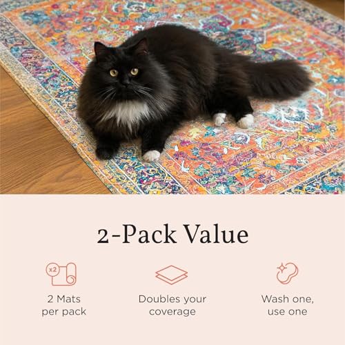 Lovewag Cat Litter Mat, Litter Box Mat, Indigo Garden, 36x48, 2 Pack | Washable litter mat cover, kitty litter mat & cat mat for litter box, litter trapping mat, prevents tracking, multi-cat - color: Indigo Garden, size: 36x48 inches (Pack of 2)