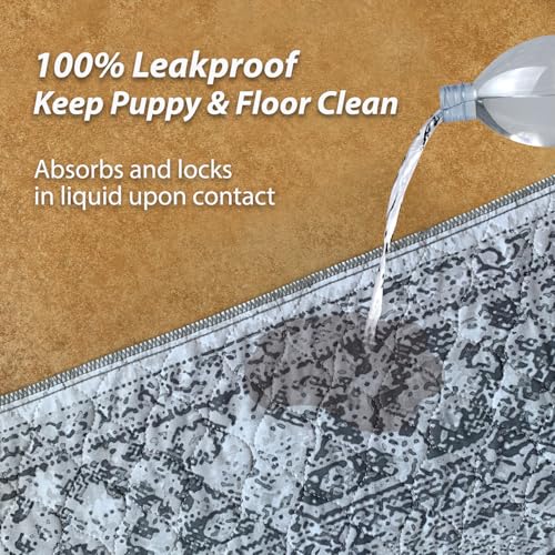nunubaby Washable Pee Pads for Dogs, Stylish, Non-Slip and Leak-Proof Pee Pads. Reusable Potty Pads for Dogs for Crates and Floors.(Gray/Geo,18" x24" ) - color: Gray/Geo, size: 18x24 Inch (Pack of 2)