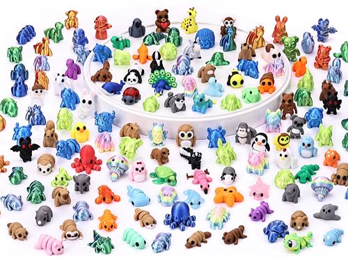 156 pcs 3D Printed Animal Figurines, Mini Articulated Animal Figurines Toys, Party Favors, Pocket Fidget Toys Bulk, Goodie Bag Stuffers, Exchange Gifts for Boys Girls , Desk Pets, Classroom Rewards - style: Animal 156
