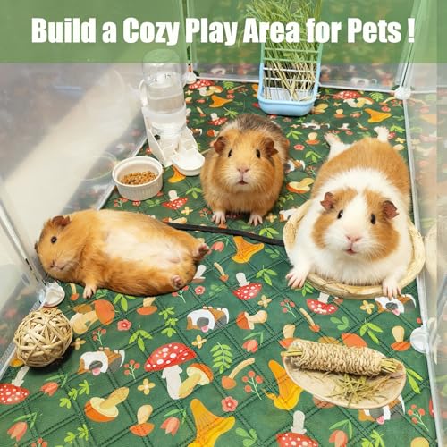 2 Pcs Guinea Pig Cage Liners 47 x 24 Washable Cage Pads Rabbit Bedding Reusable Absorbent Pee Pads for Small Animals Bunny Ferret Chinchilla Hamster (Green, 47×24'') - size: 2 Pcs 47×24''