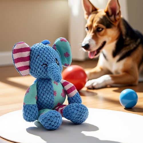 Dog Squeak Toys for Small & Medium Breeds, Puppy Teething Interactive Chewing Plush Toy to Keep Them Busy, Best Birthday, Christmas, Halloween, Easter Gift, Elephant - color: Elephant