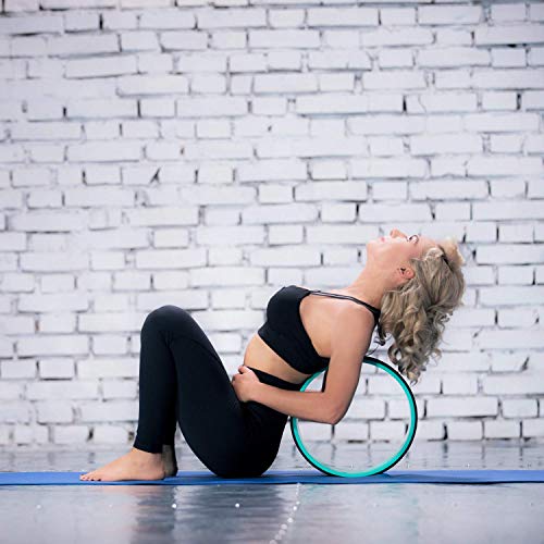 Yoga Wheel for Back Pain Relief - Beginners Guide & Strap Included | Comfortable Back Roller to Release Tension, Deepen Stretches & Boost Flexibility - Improve Posture at Home