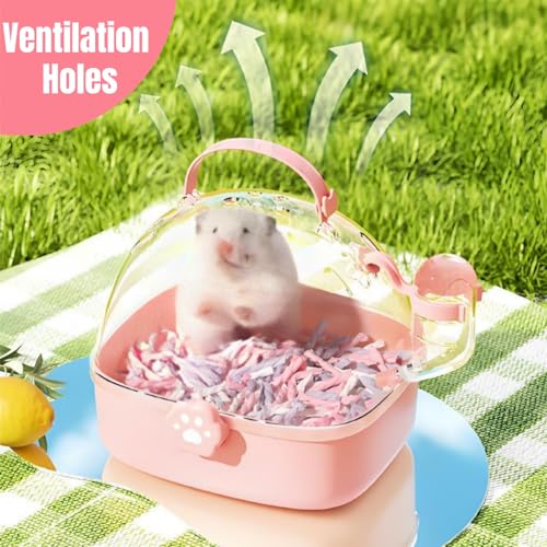 Hamster Carrier Cage with Handle, Small Animal Outgoing Cage | Portable Gerbils Carrier Cage with Water Bottle, Hamster Travel Carry Case for Small Pets, Chinchillas, Dwarf Hamster