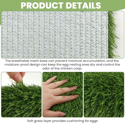 8Pcs Chicken Nesting Box Pads Washable Artificial Grass Nesting Pads | With Rubber Backing,Reusable Chicken Nesting Pads for Chicken Coop and Pet Garden Lawn Indoor Outdoor 12"×12"