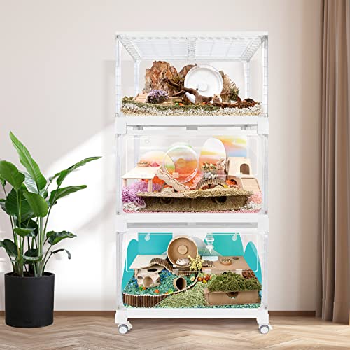 Niteangel Stacker Hamster Cage Accessories - Stacker Cage Wheels or Stacking Holders or Replacement Glass Board for Hamster Gerbil Mice Degu Or Other Small-Sized Pet