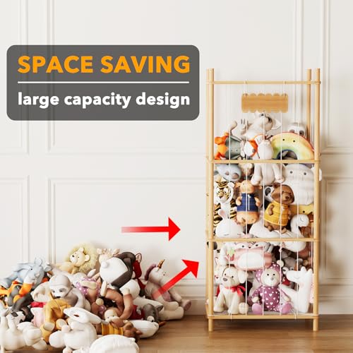 SpaceAid Stuffed Animal Storage Organizer, Wood Animals Zoo Toy Plushies Storage Holder, Large Capacity Plush Toy Cage for Playroom Organization, 22.8" Wide, Natural - color: Natural, size: 22.8"W x 15.8"D (Extra Large)