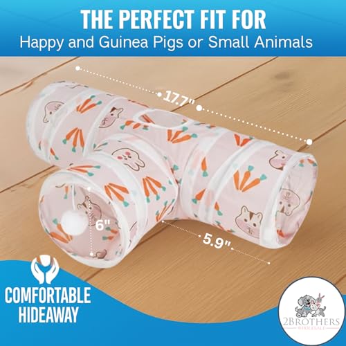 Tunnels with 3-Way Entrance - Cozy, Washable Guinea Pig Hideout - Interactive Cage Toys (Pink Hamsters) - color: Pink Hamsters
