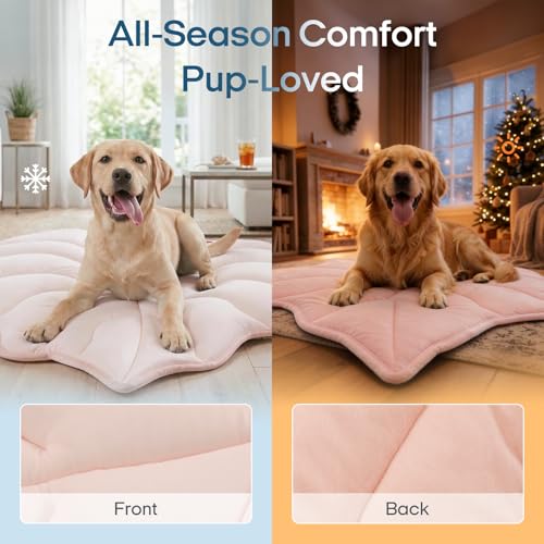 Dog Cooling Mat Washable Pet Cooling Mat, Self Cooling Mat for Dogs Large | 55" x 45", Thick Portable Foldable Cooling Pad for Indoor Outdoor, Crate, Travel, Camping and Beach - color: Light Pink, size: X-Large