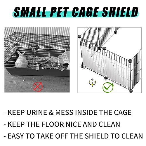 Oncpcare 24 Pack Rabbit Splash Guard, 10'' x 8.2'' Pet Plastic Pee Shields Liner Protection Clear Edge Liner Guinea Pig Side Lining Small Animal Cage Accessories - size: 24pcs