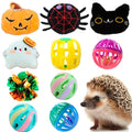 10 pcs Christmas Cute Hedgehog Enrichment Toys Hedgehog Supplies Cage Accessories Small Animal Ball Bell Pet Interactive Stuffed Toys (Halloween) - color: Halloween