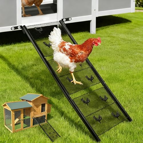 Chicken Coop Ramp,Metal Chicken Ladder for Coop Accessories, Ladder Length Adjustable for Henhouse, Coop Steps for Feet Problem or Cannot Fly Chickens ducks, Duty Sturdy,Corrosion-Resistant Waterproof