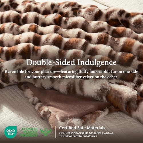 WDCOZY Cheetah Leopard Print Bubble Throw Blanket, Luxury Faux Rabbit Fur Mink Plush Throw for Couch, Sofa and Bed, Soft Fluffy Fuzzy Cozy Blanket for Women, Thick and Warm, 50x60 inches, 950 GSM - color: Cheetah Brown, size: Throw (50" x 60")