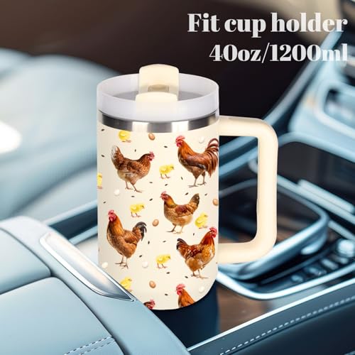 momocici 40oz Chickens Tumbler with Handle Gifts for Women.Chicken Lover Cups Tumbler Gifts for Women.40 oz Birthday Christmas Chicken Cup Tumblers for Chickens Lover. - style: Chicken