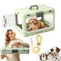 Foldable Hard Cat Carrier, Transparent Pet Crate for Cats & Small Dogs, Collapsible Travel Kennel with Ventilation & Urine Pad Mesh Grid, Portable Travel cage, Essential for pet Travel, Green - color: Green