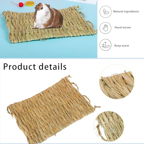 PINVNBY 6 Pack Rabbit Grass Mat,Bunny Natural Straw Woven Bed,Small Animal Cages Hay Nest Sleeping,Chewing,Nesting and Toys for Rabbits Guinea Pig Hamster Hedgehog and Squirrel Bed Mat - size: 【6 PCS】