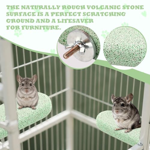 2pcs Chinchilla Lava Ledge, Pumice Climbing Platform & Chewing Toy Teeth Grinding Cage Accessories for Chinchillas Squirrels Guinea Pigs Hamsters (Green) - color: Green, size: Large