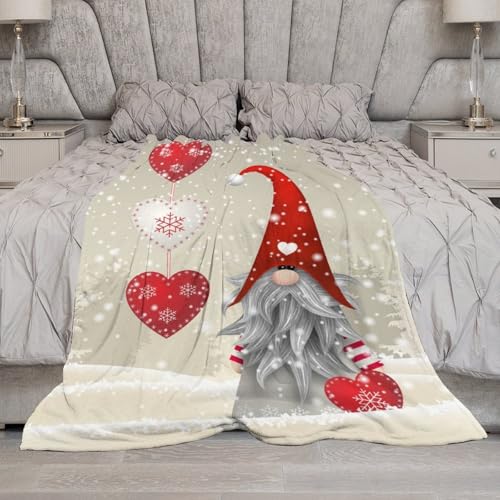 Christmas Gnome Tomte Blanket Super Soft Cozy Throw Blanket, Lightweight Fuzzy Comfy Flannel Blanket Warm Plush Throw Blankets for Couch, Sofa, Bed Travel and Camping Blanket Gifts 50"x40" - color: Christmas Gnome, size: 50"x40"