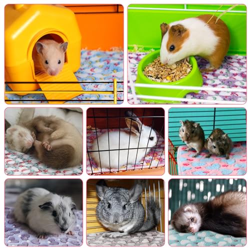 Newwiee 20 Pcs Waterproof Small Pet Fleece Blanket Bulk Washable Small Animal Cage Bedding Guinea Pig Puppy Dog Cat Pee Pad Liner Accessories(Assorted,18 x 13 Inch) - size: 18 x 13 Inch