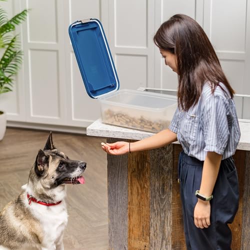 IRIS USA Dog Food Storage Container, Up to 11 lbs, Navy, Made in USA | BPA-Free, Airtight Seal, Best for Cat Food, Bird Seed, Chicken Feed, Pet Toys, Treats, Pellets - size: 11 lbs