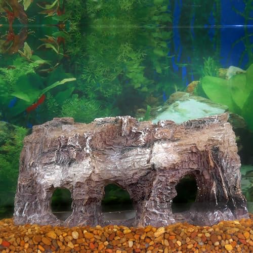 Penn-Plax Grotto Natural Cliff Rock-Scape Cave Hide Out – Terrarium and Aquarium Décor for Reptiles, Amphibians, Fish, and Other Small Animals – Medium Size (RR700)