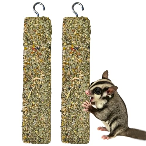 2PCS Sugar Glider Treats,Natural Eucalyptus Chew Sticks - Nutrition Crunch Treat with Egg Vegetables Leaves Oats Honey for Sugar Gliders - size: 2.65 Ounce (Pack of 2)