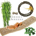 kathson Bearded Dragon Large Hammock,Lizard Lounger 29.53x7.08inches Natural Seagrass Fibers Pet Recliner Flexible Vine Decoration for Gecko Chameleon Snakes (4 PCS)