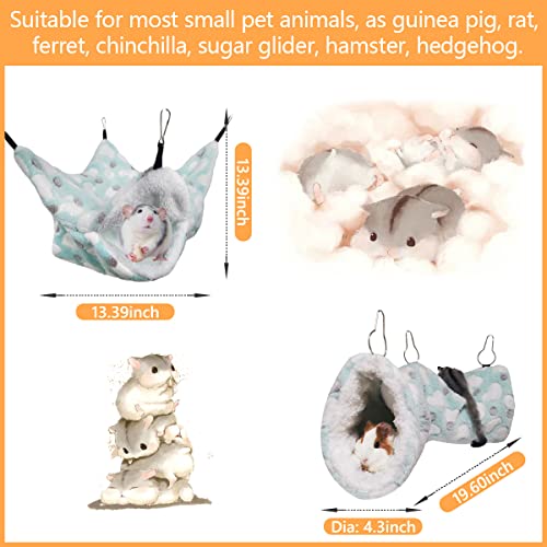 LEFTSTARER Guinea Pig Ferret Rat Hammock Toy Small Animal Cage Accessories Hideout Tunnel & Bunkbed Hammock for Rat Ferret Guinea Pig Hamster Sugar Glider Chinchilla (Hammock Set Heart-Green) - color: Hammock set Heart-Green