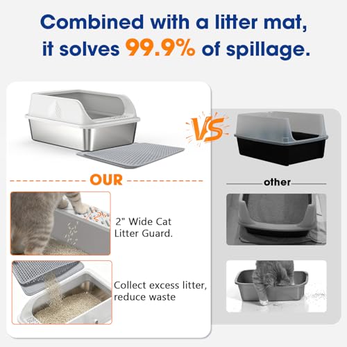 Stainless Steel Litter Box with Lid, Enclosed Metal Cat Litter Box with Built-in Carry Handle & 120° Flip-Top (Silver Gray, Small) - color: Silver Gray, size: Small