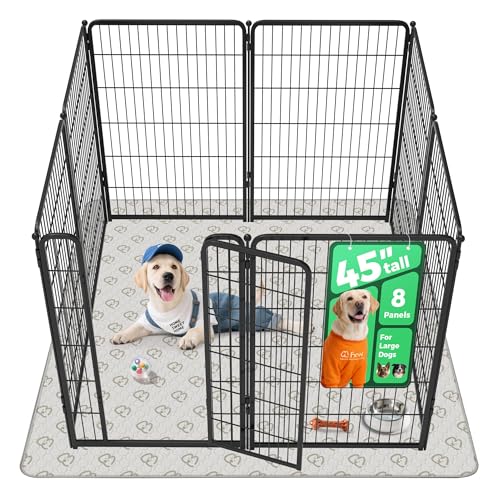 FXW Homeplus Indoor Dog Playpen with Washable Pee Pad, 45" H, 8 Panels | Calm Indoor Play Area, Super Absorbent Pad for Easy Cleanup, for Large Dogs, Patented - color: Black, size: 45"H