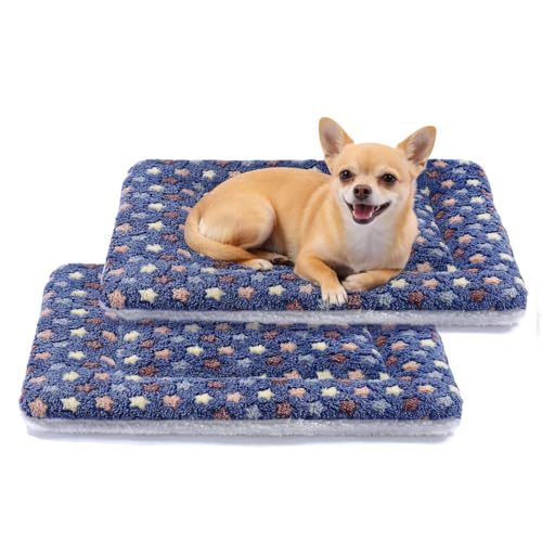 Mora Pets Dog Bed Crate Pad Ultra Soft Pet Bed with Cute Star Print Washable Reversible for Large Medium Small Dogs 21 x 12 inch 2 Pack Dark Blue - color: pack - Dark Blue/Dark Blue, size: 22-Inch