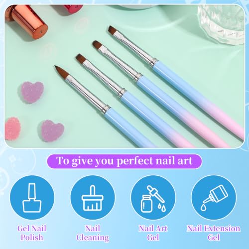 4Pcs Nail Art Clean Up Brushes Nail Brushes Cleaning Polish Mistakes | Cleaning Polish Mistakes on the Cuticles Acetone Resistant Nail Brush Fingernail Cleaning Brushes for Nail Art and Designs - color: A-Blue 4Pcs