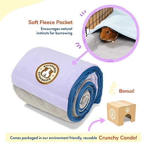 GuineaDad Original Reusable Cage Liner – Ultra-Soft Fleece Bedding with Burrowing Pocket – Extra Absorbent Core & Waterproof Bottom – Fits Midwest Guinea Pig Cage – Small Animal Supplies