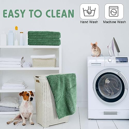 4 Pcs Guinea Pig Cage Liner 16 x 24 Inch Washable Chenille Pee Pads Pet Dog Cat Bedding Training Mat Reusable for Small Animals Puppy Bunny Hamster Chinchilla - color: Dark Green, size: 16 x 24 Inch, style: Low Pile Chenille