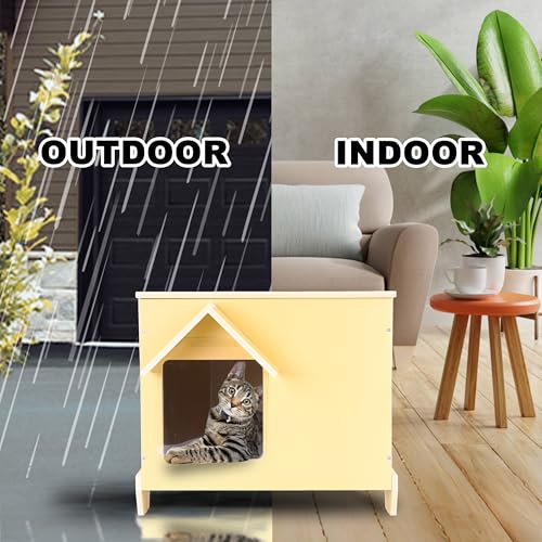 Outdoor Cat Houses Feral Cat Shelter Wooden Stray Cat Condo Outside Sturdy Waterproof and Insulated with Escape Door (one cat upgrate) - style: one cat upgrate