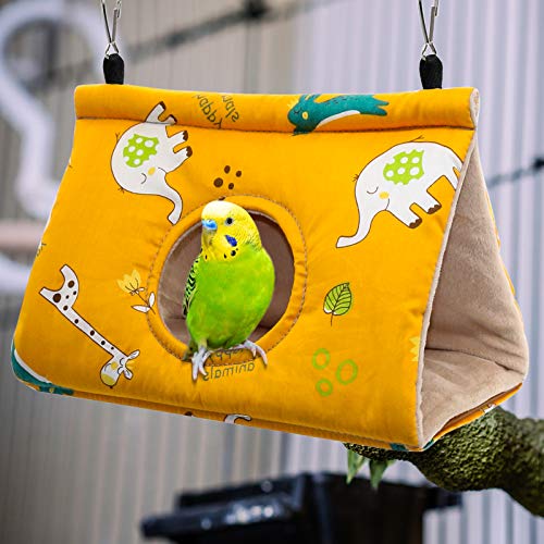 Rypet Bird Bed for Cage Warm Bird Hammock Nest House Large Parrot, Yellow S | Warm Plush Cotton Bird Hut, Side Entry for Access, Dual Hanging Straps, Machine Washable, African Grey Amazon Parrot Fit - color: Yellow, size: Small (Pack of 1)