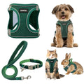 GAMUDA Small Pet Harness Collar and Leash Set, Step in No Chock No Pull Linen Fabric Soft Mesh Dog Vest Harnesses Reflective for Dogs Puppy Cats Kitten Rabbit (Green, XXS) - color: Green, size: XXS