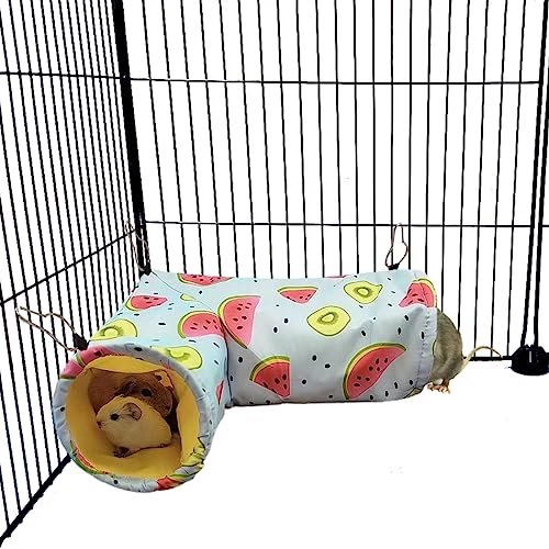 Large Caliber Guinea Pig & Rat Tunnel Hideout & Hammock, Corner Hideout Toy for Guinea Pig, Ferret, Hedgehog & Piggy to Hide and Shuttle (3. Tunnel-Watermelon) - color: 3. Tunnel-watermelon