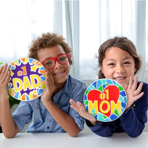 Creative Roots Paint Your Own #1 Dad Stepping Stone, Paintable Ceramic 7 in. Stone, Includes 6 Acrylic Paints & Paintbrush, Great Arts and Crafts for Kids Ages 8-12 - style: #1 Dad