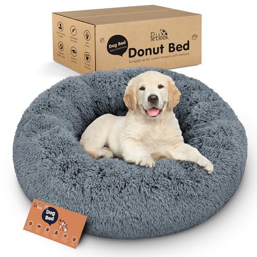 Donut Dog Bed - Premium Comfort for Anxiety Relief - Fluffy & Calming Design with Ultra-Plush Support | Cozy Round Dog Bed with Super Soft Circle Style (Dark Grey, Small) - color: Dark Grey, size: Small (23"L x 23"W x 8"Th)